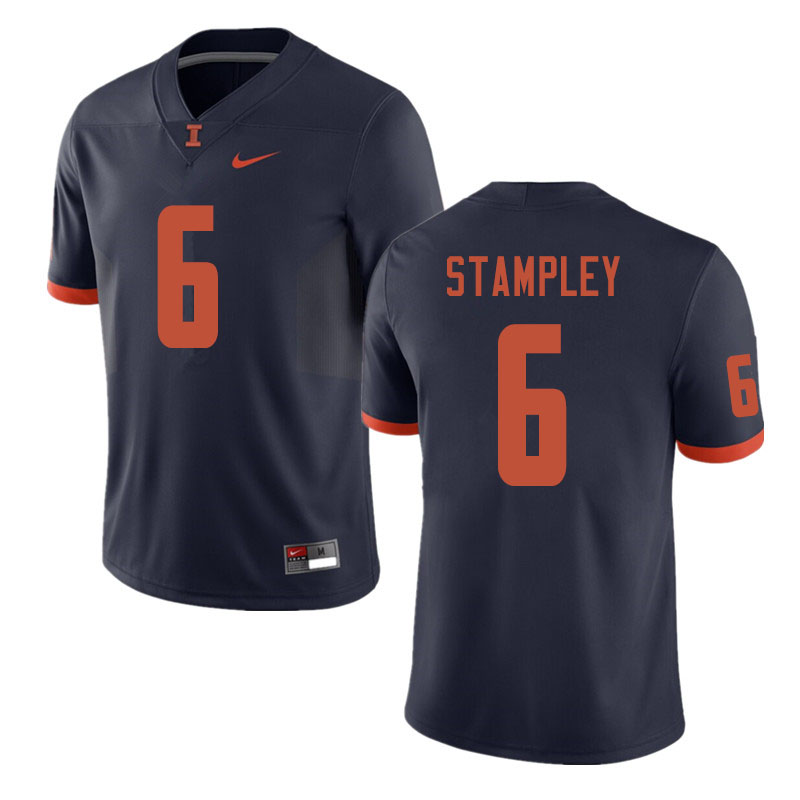 Men #6 Dominic Stampley Illinois Fighting Illini College Football Jerseys Sale-Navy